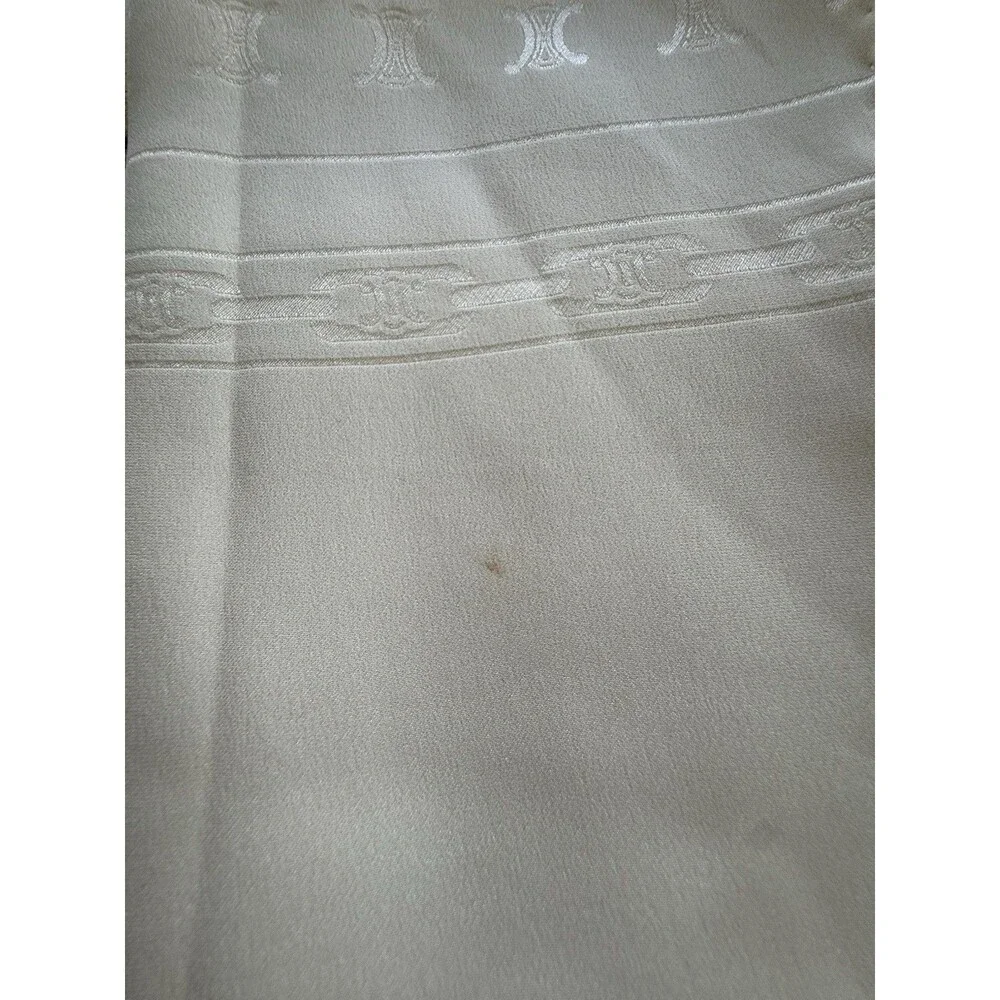 VTG Celine Paris 66” X 17” Ivory Tone On Tone Monogram Silk Scarf inch EVC